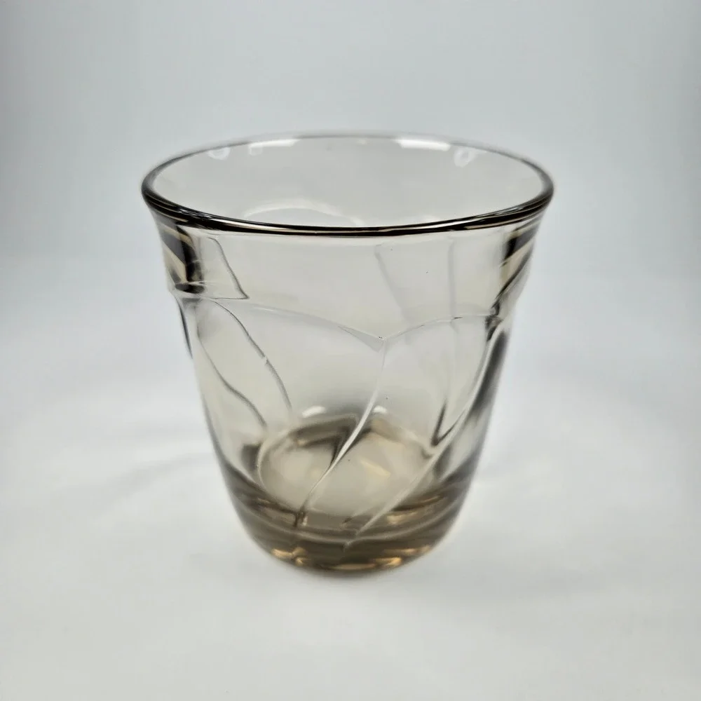 4 Vintage Noritake Sweet Swirl Double Old Fashioned DOF Brown Smoke Glasses EUC‎
